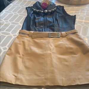 🌸Wilson tan leather mini skirt size 6🌸